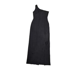 LULUS Good Times Only Black One Shoulder Maxi Dress Classic Size LARGE NWT